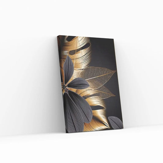 Art Painting Nordic Living Room Decoration Canvas Wall Art Picture Black Golden Plant Leaf Canvas Poster Print - Y Canvas