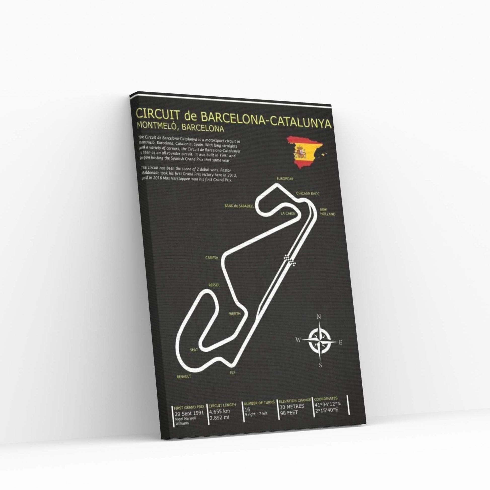 Barcelona-Catalunya Circuit BL Canvas Wall Art - Y Canvas