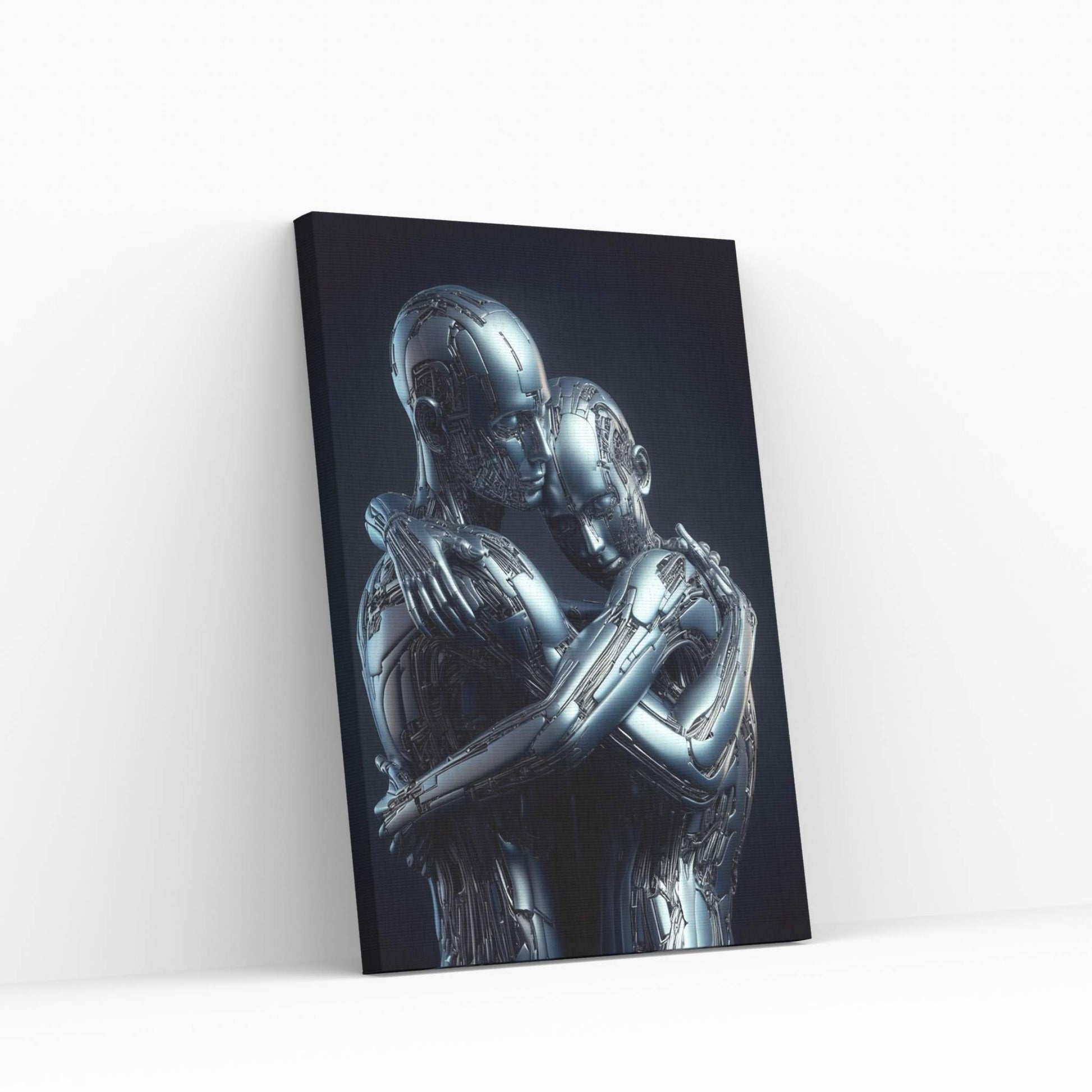 Metalic Robotics Love Couple Canvas Wall Art - Y Canvas