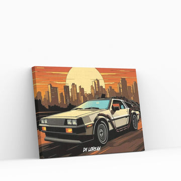 DeLorean Comic Canvas Wall Art - Y Canvas