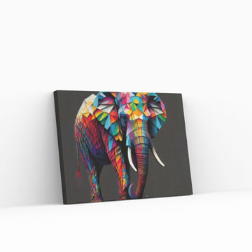 Abstract Animal Elephant Canvas Wall Art, Geometric Pop Art Portrait Illustration - Y Canvas