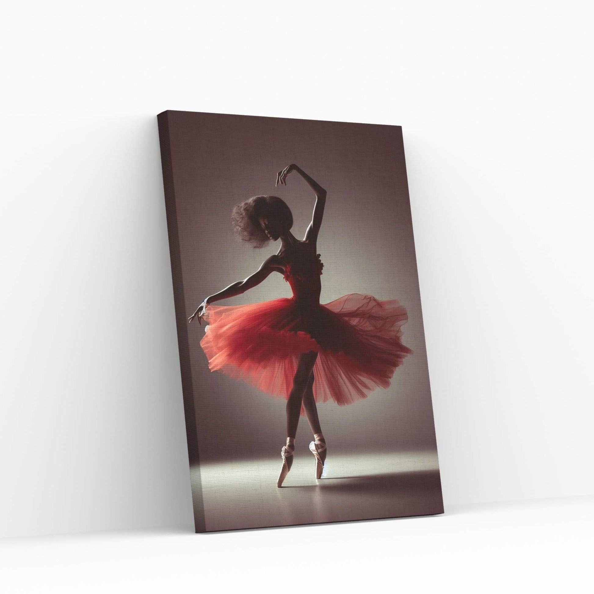 African Black Woman Ballerina in Red Dress Canvas Wall Art Home Decor - Y Canvas