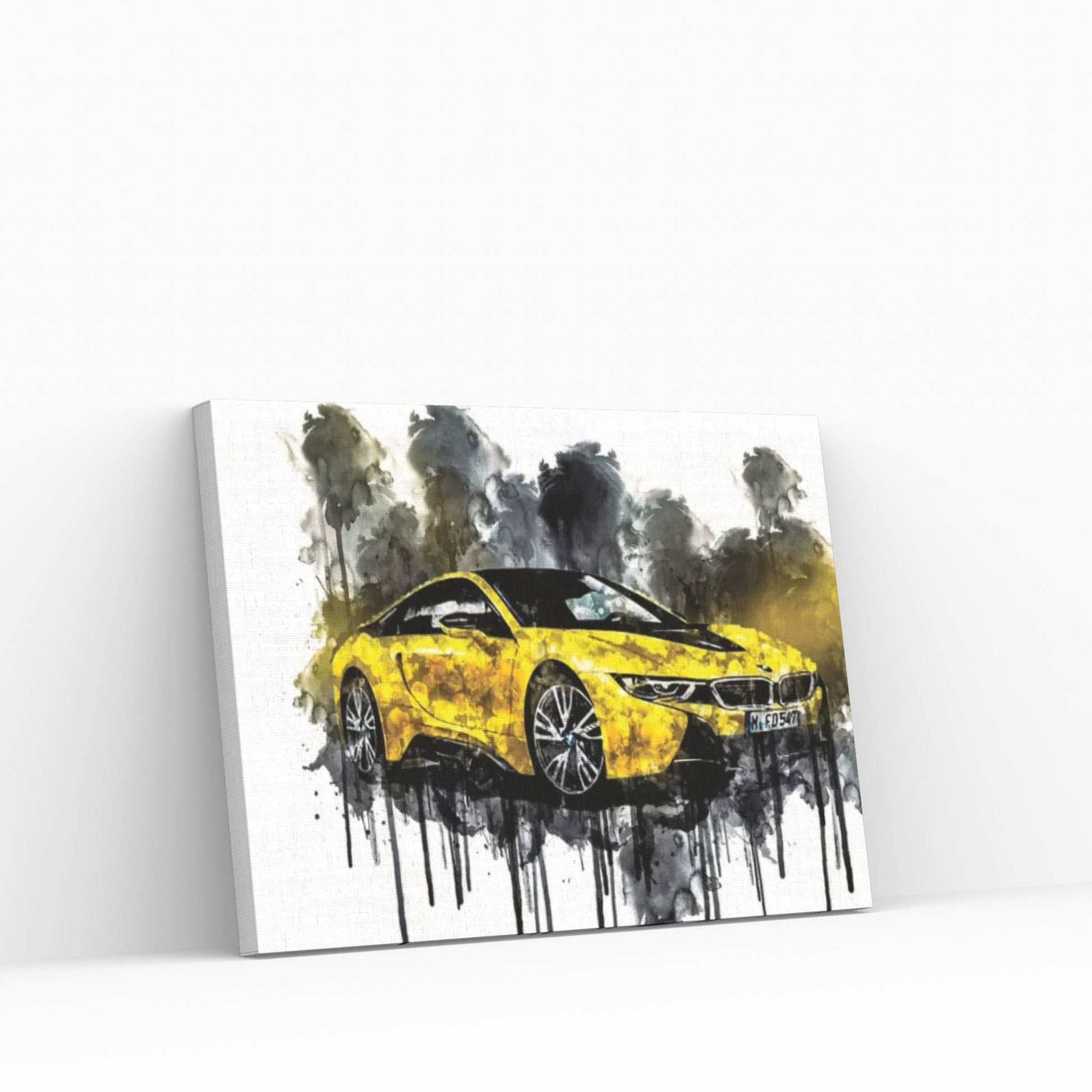 Car 2017 BMW i8 Frozen Yellow Edition Canvas Wall Art - Y Canvas