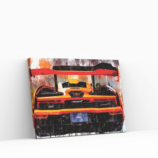 Mclaren Senna Rear View Orange Hypercar Orange Supercar British Sports Cars Canvas Wall Art - Y Canvas