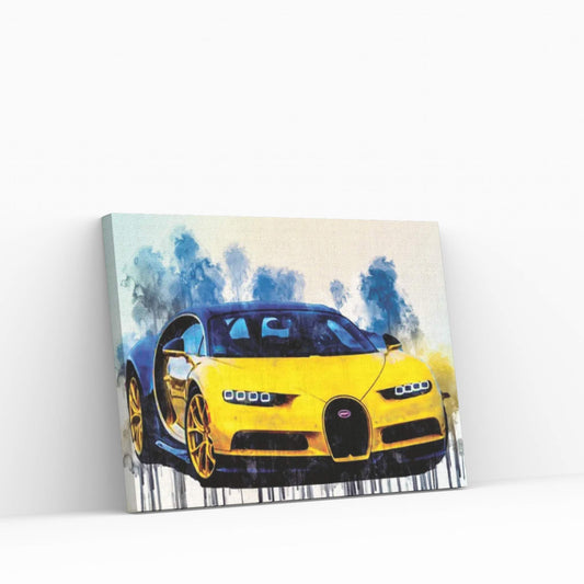 Bugatti Chiron 2017 Yellow Chiron Hypercar Canvas Wall Art - Y Canvas