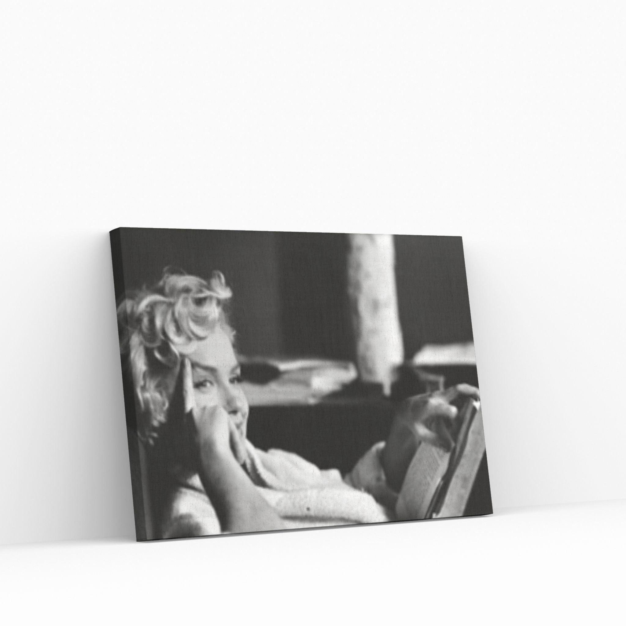 Marilyn Monroe Art Canvas Wall Art -Marilyn Wall Art - White Bath Robe B&W Poster Canvas - Y Canvas