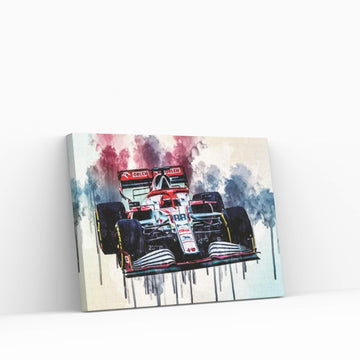 Robert Kubica Alfa Romeo Racing C41 On Track Raceway Formula 1 2021 F1 Cars Sportscars Canvas Wall Art - Y Canvas