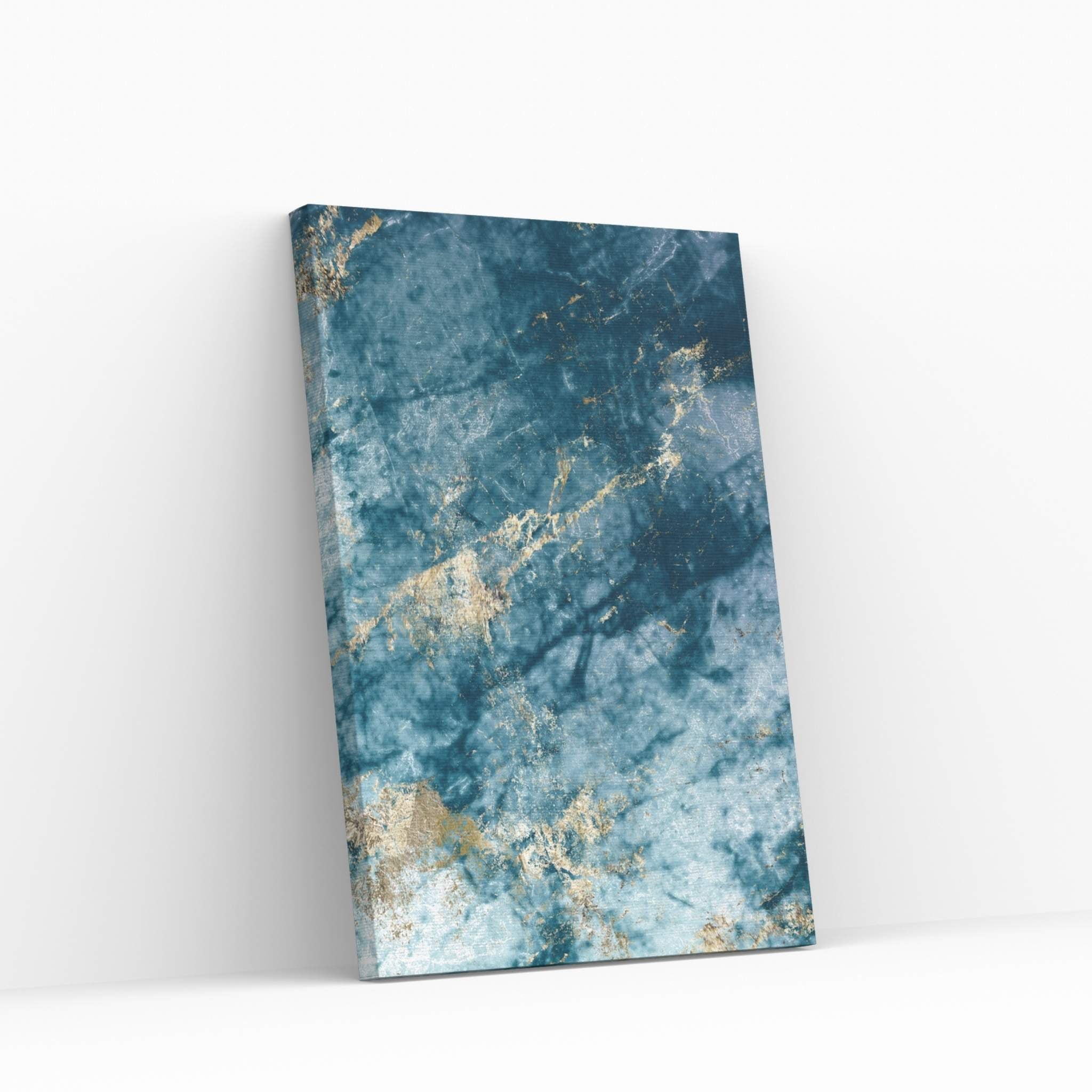 Abstract Blue White Gold Marble Canvas Wall Art Home Decor - Y Canvas