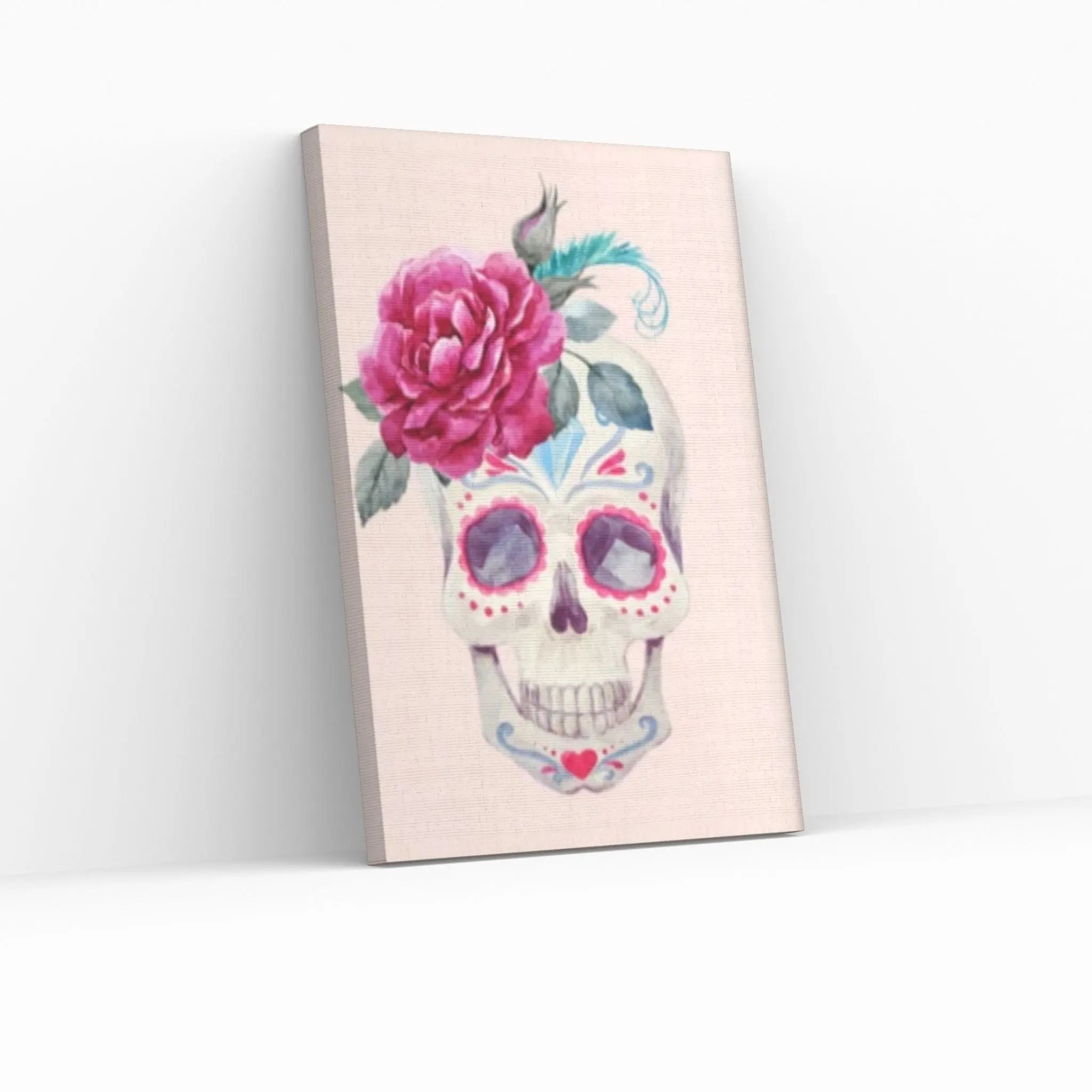 Flower Skull Canvas Print, Floral Skull Canvas Art Gothic Floral Sugar Skull Canvas Art, Boho Skull Canvas Wall Art Gift, - Y Canvas