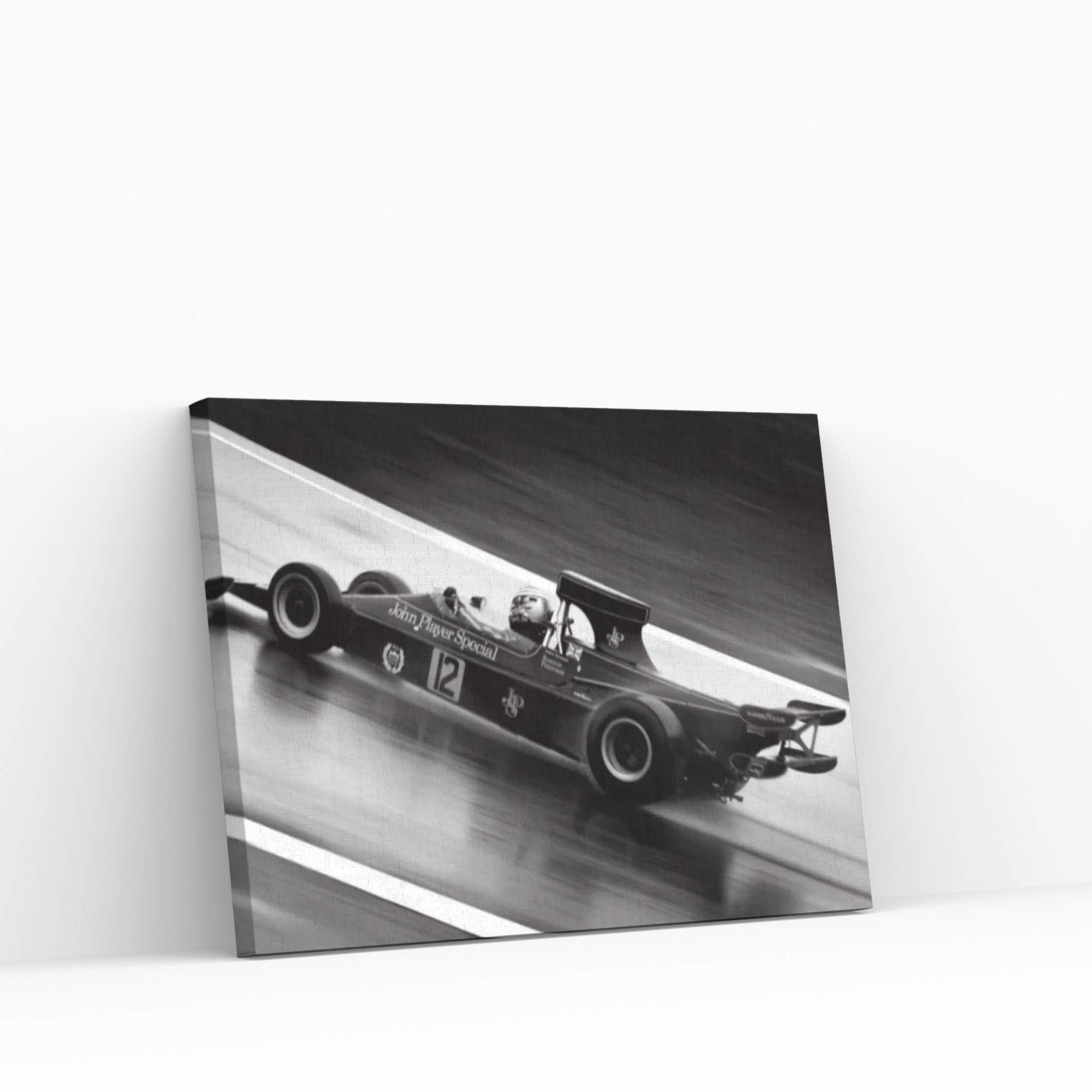 F1 Wet Track Grayscale Canvas Wall Art - Y Canvas