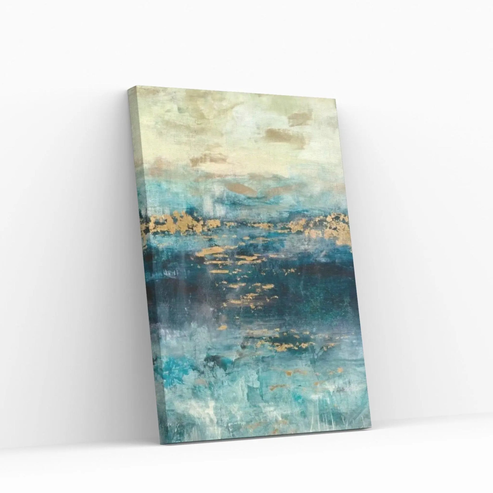 Teal & Gold Scape Canvas Wall Art - Y Canvas