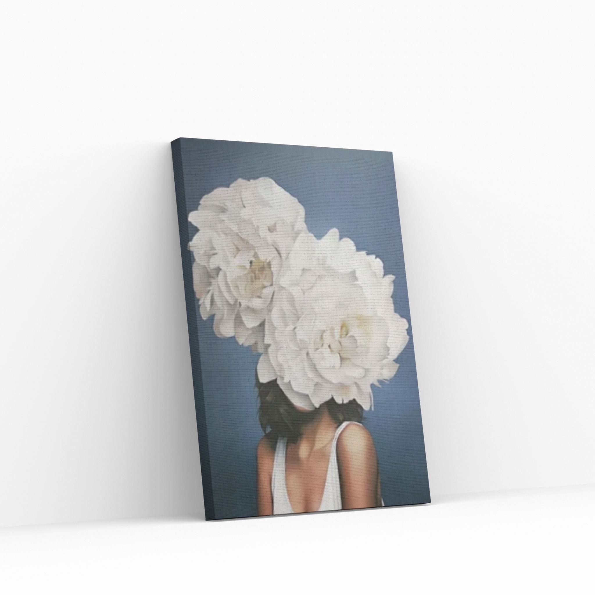 Floral Female Head Canvas Art, White Rose Wall Art, Roses and Woman, Floral Head Woman Art - Y Canvas