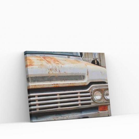 White Ford Grill Canvas Wall Art - Y Canvas