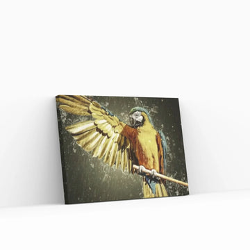 Yellow Colored Parrot Getting Wet in the Rain Canvas Wall Art, Animal Kingdom Poster - Y Canvas