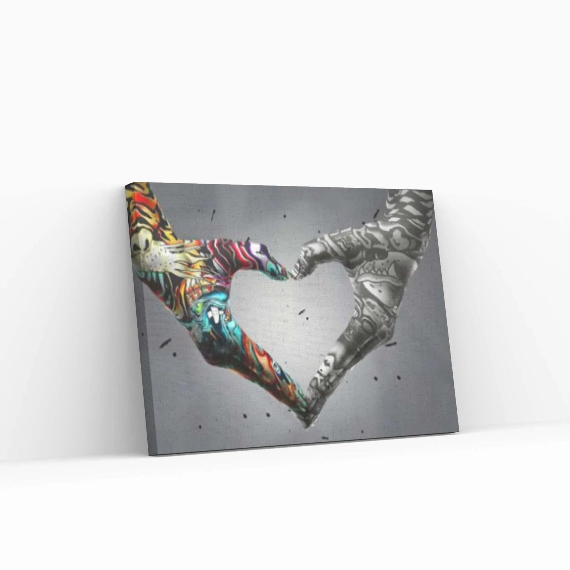 Banksy Canvas Wall Art, Graffiti Heart Sign Hands Canvas, Banksy Wall Art, Graffiti Canvas Painting - Y Canvas