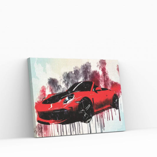 Porsche 991 Carrera Stinger 2018 Red Cabriolet Sports Tuning 911 German Sports Cars Canvas Wall Art - Y Canvas