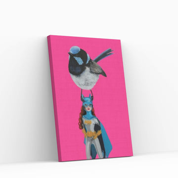 Fairy Wren On Batgirl Canvas Wall Art - Y Canvas