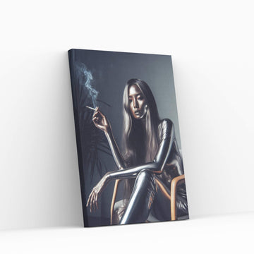 Metalic Robotics Smoke Woman Canvas Wall Art - Y Canvas