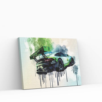 Porsche 911 Gt3 R 2019 Racing Car Rear View Exterior Supercar Racing Track German Sports Cars Canvas Wall Art - Y Canvas