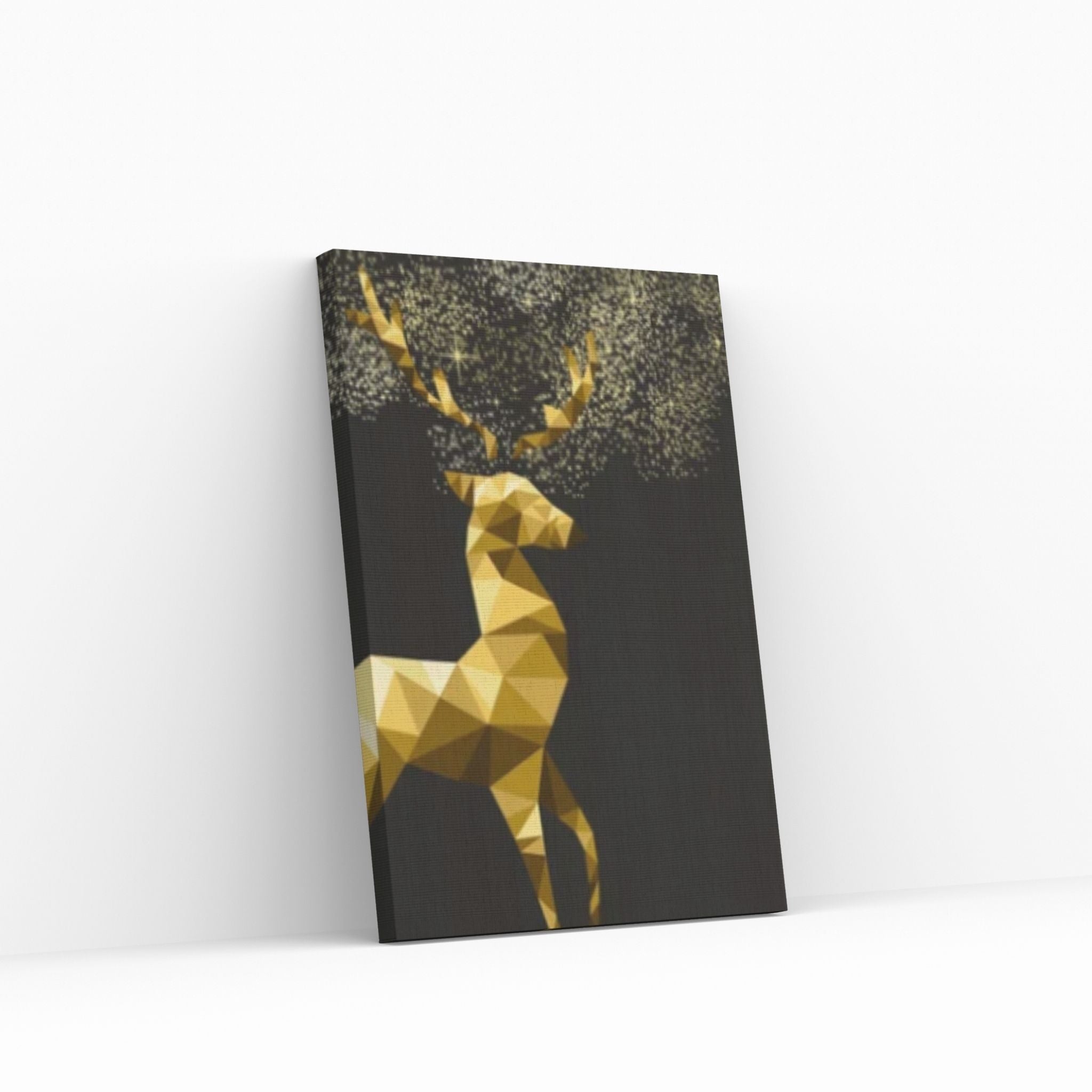 Gold Effect Abstract Deer Oil Painting on Canvas, Original and Stag Canvas Wall Art, Modern Animal Painting - Y Canvas