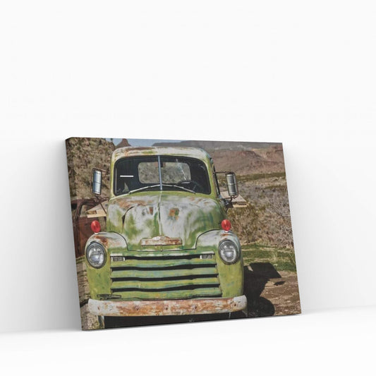 Green Chevorlet Route 66 Canvas Wall Art - Y Canvas