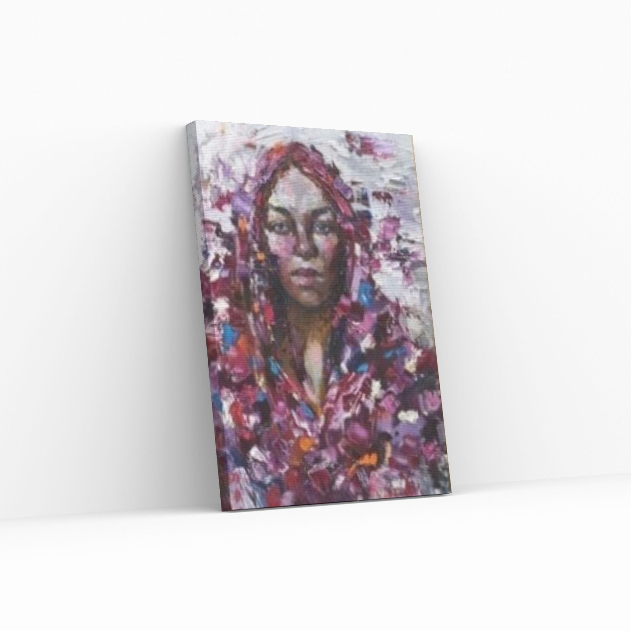 Black Woman Portrait, Oil Effect, Afro Art, African Woman Makeup Wall Art - Y Canvas