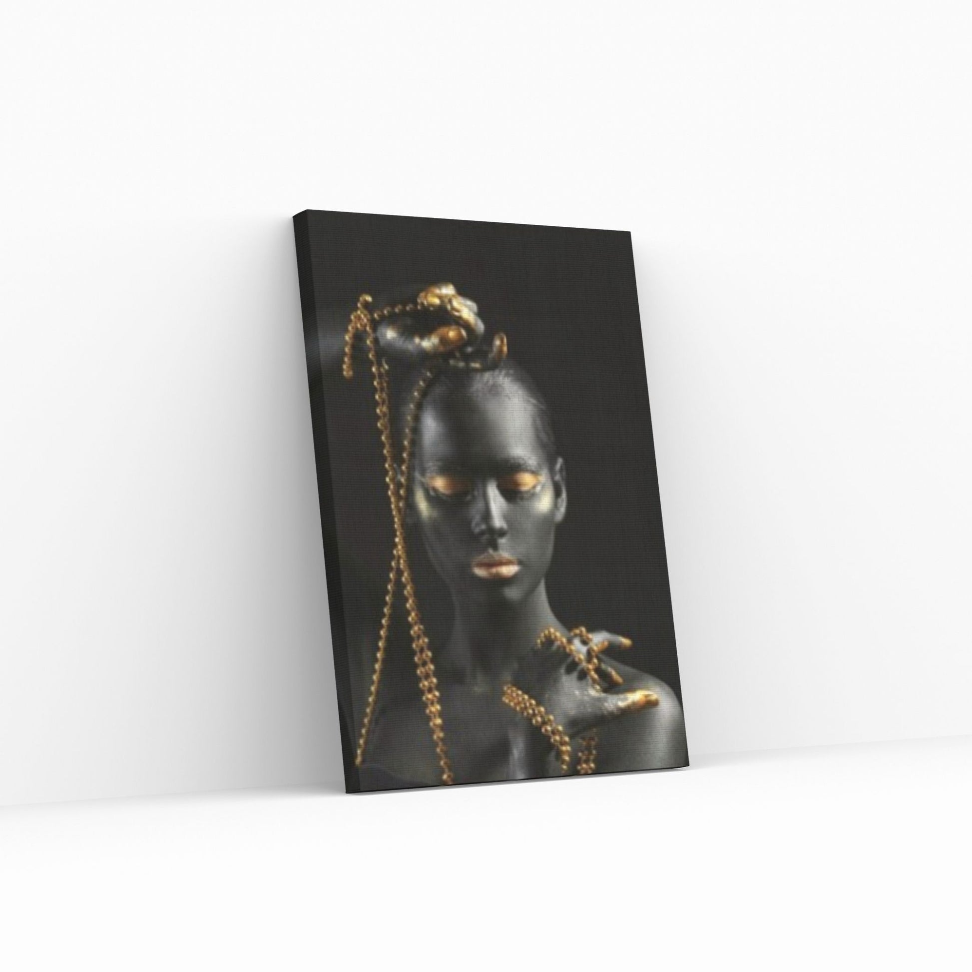 Gold Detailed Woman Canvas Wall Art, Gold Chain Canvas, Beautiful Woman Canvas Art - Y Canvas