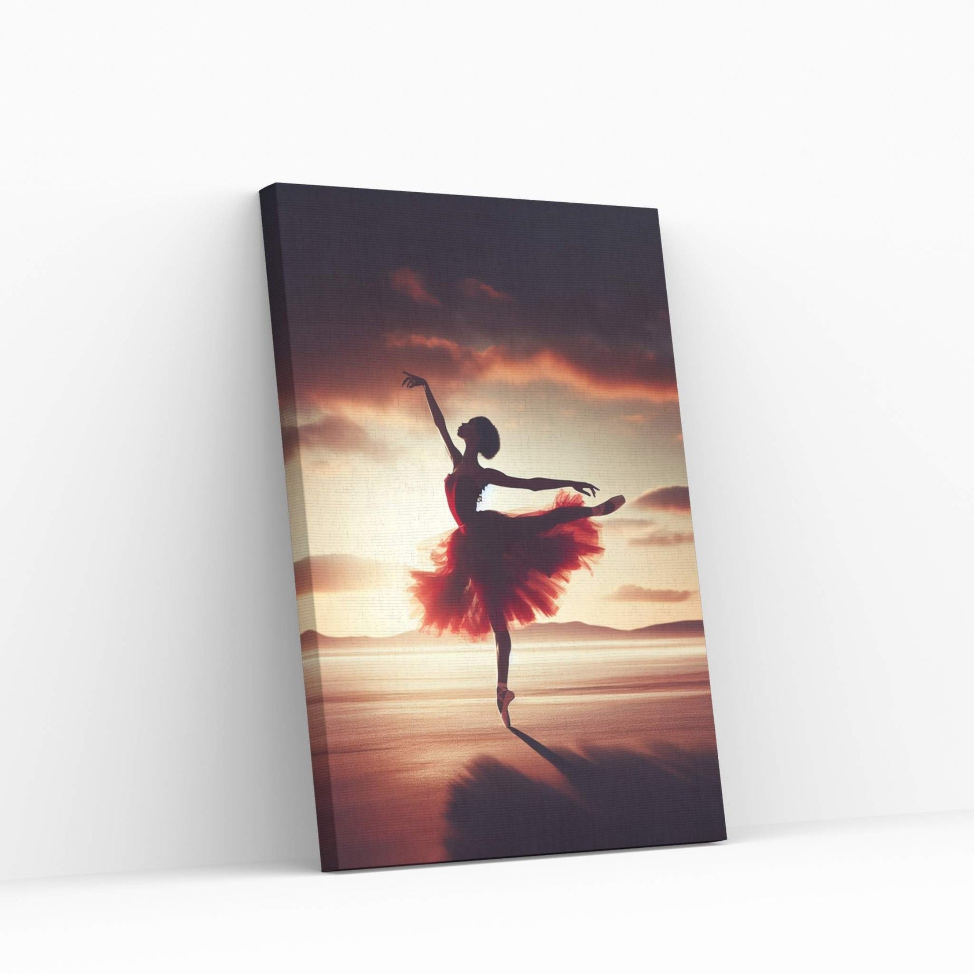 African Black Woman Ballerina in Red Dress Canvas Wall Art Home Decor - Y Canvas