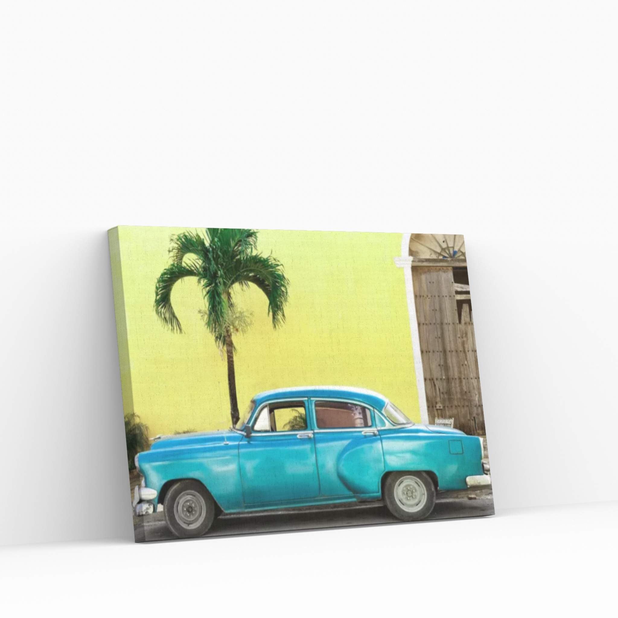 Beautiful Retro Blue Car Canvas Wall Art - Y Canvas