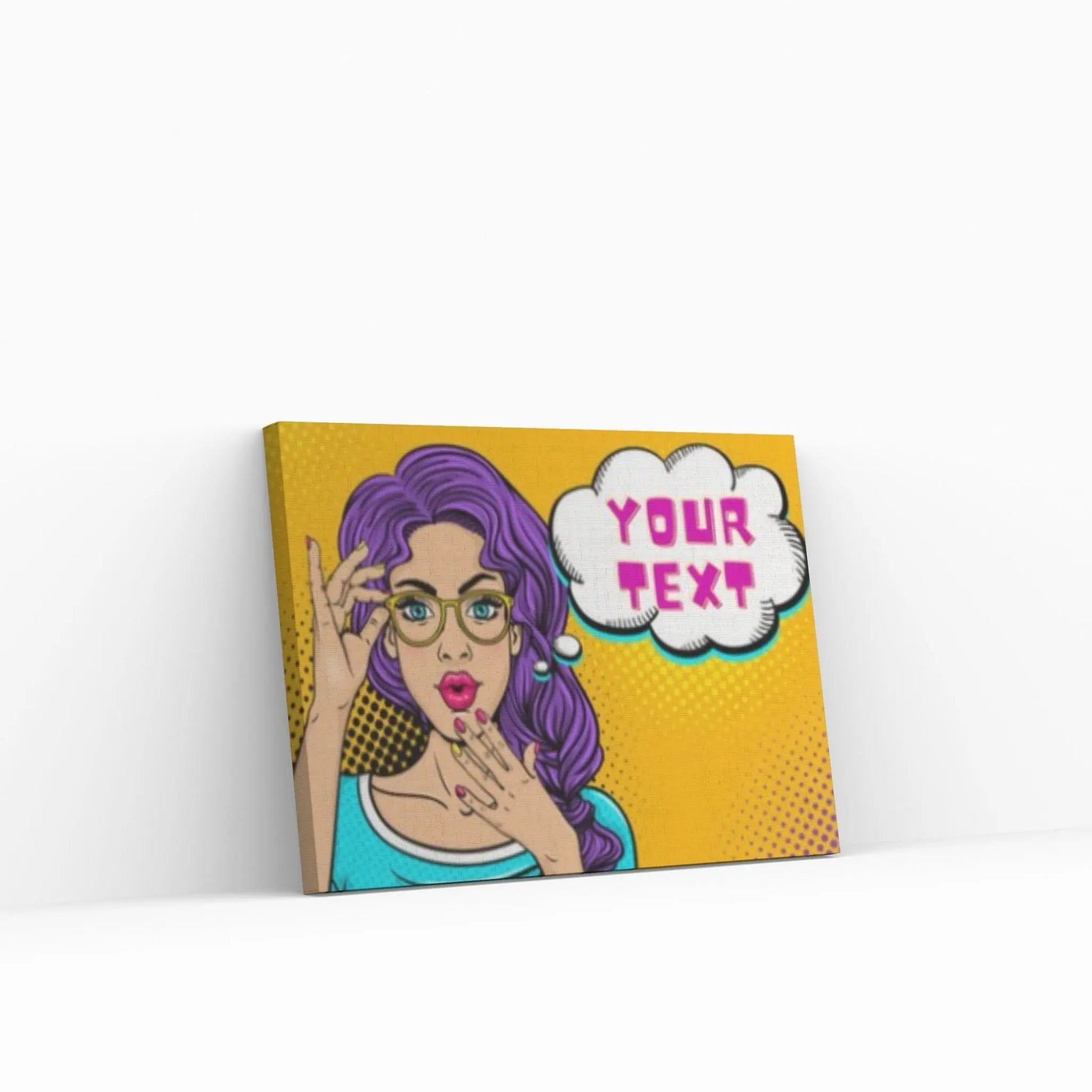 Customize Youre Text Here Pop Art Woman Wall Art, Comic Pop Art, Woman OMG, Woman Face - Y Canvas