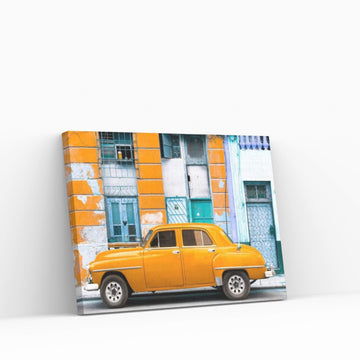 Orange Classic American Car Canvas Wall Art - Y Canvas