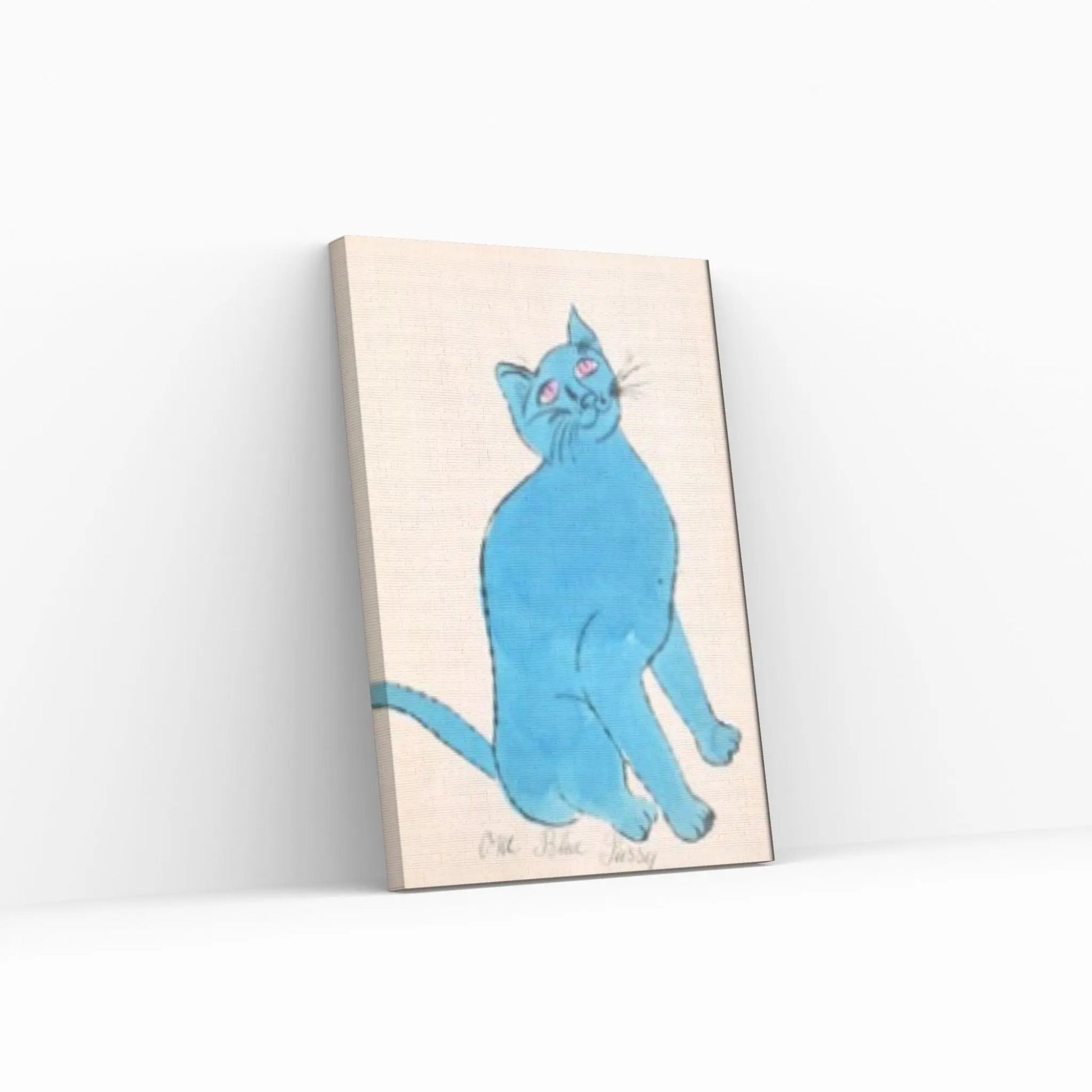 Andy Warhol Blue Cat Pop Art Canvas Wall Art Poster, Line Art wall Decor, Cat Sam poster, Cat Print - Y Canvas