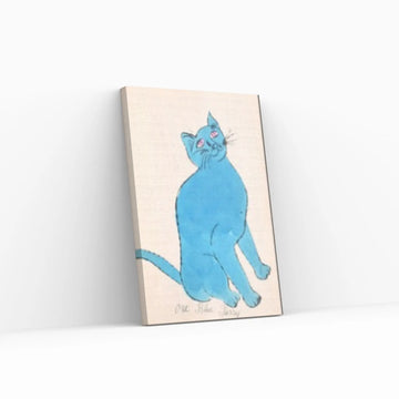 Andy Warhol Blue Cat Pop Art Canvas Wall Art Poster, Line Art wall Decor, Cat Sam poster, Cat Print - Y Canvas