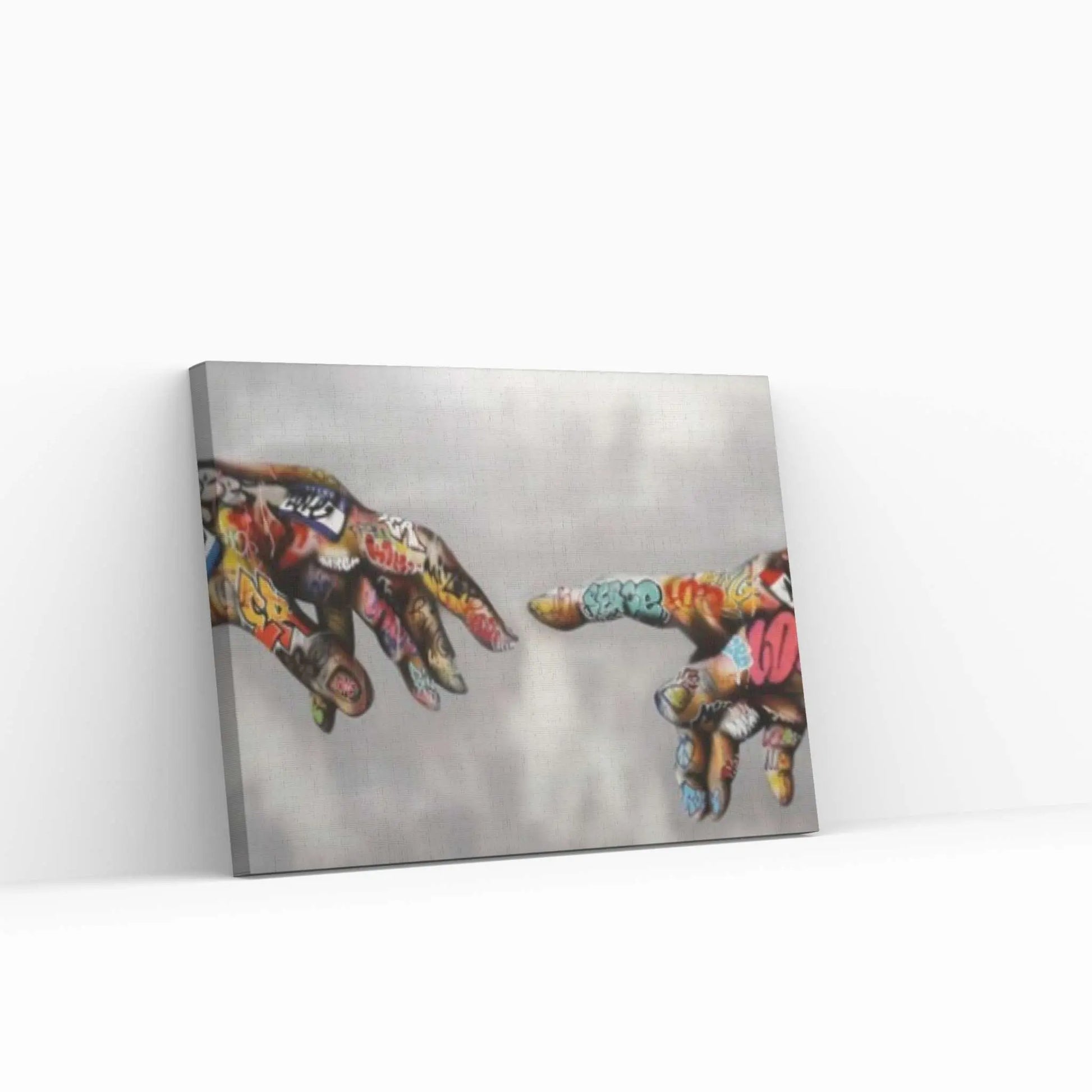 Banksy Canvas Wall Art, Creation of Adam Decor, Creation of Graffiti Adam - Y Canvas