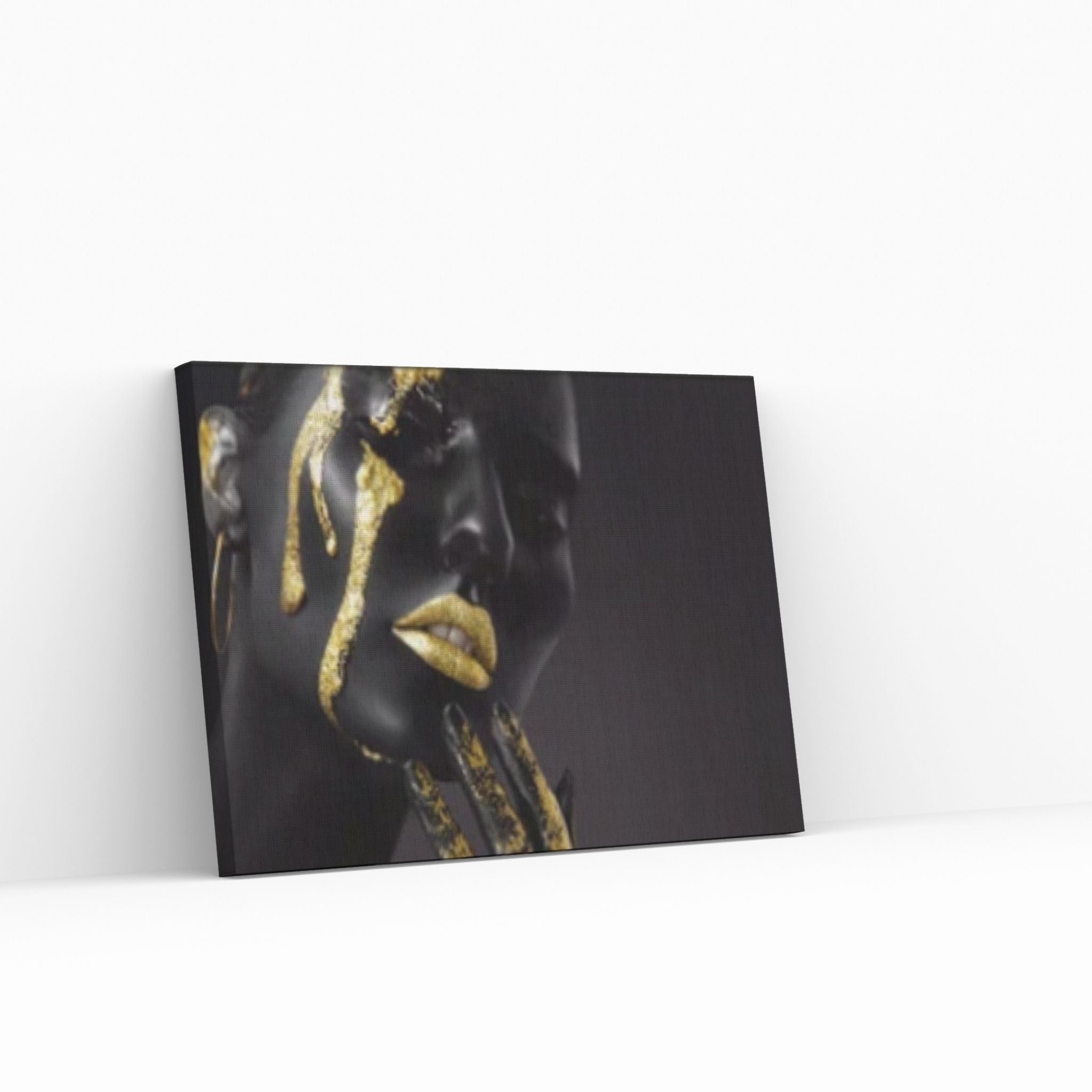 African Art Wall Decor, African Woman Makeup Wall Art, Modern Gold Lips Wall Art - Y Canvas