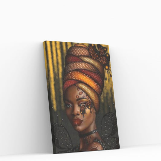 African Art Wall Decor, African Woman Makeup Wall Art, Abstract Canvas Art - Y Canvas