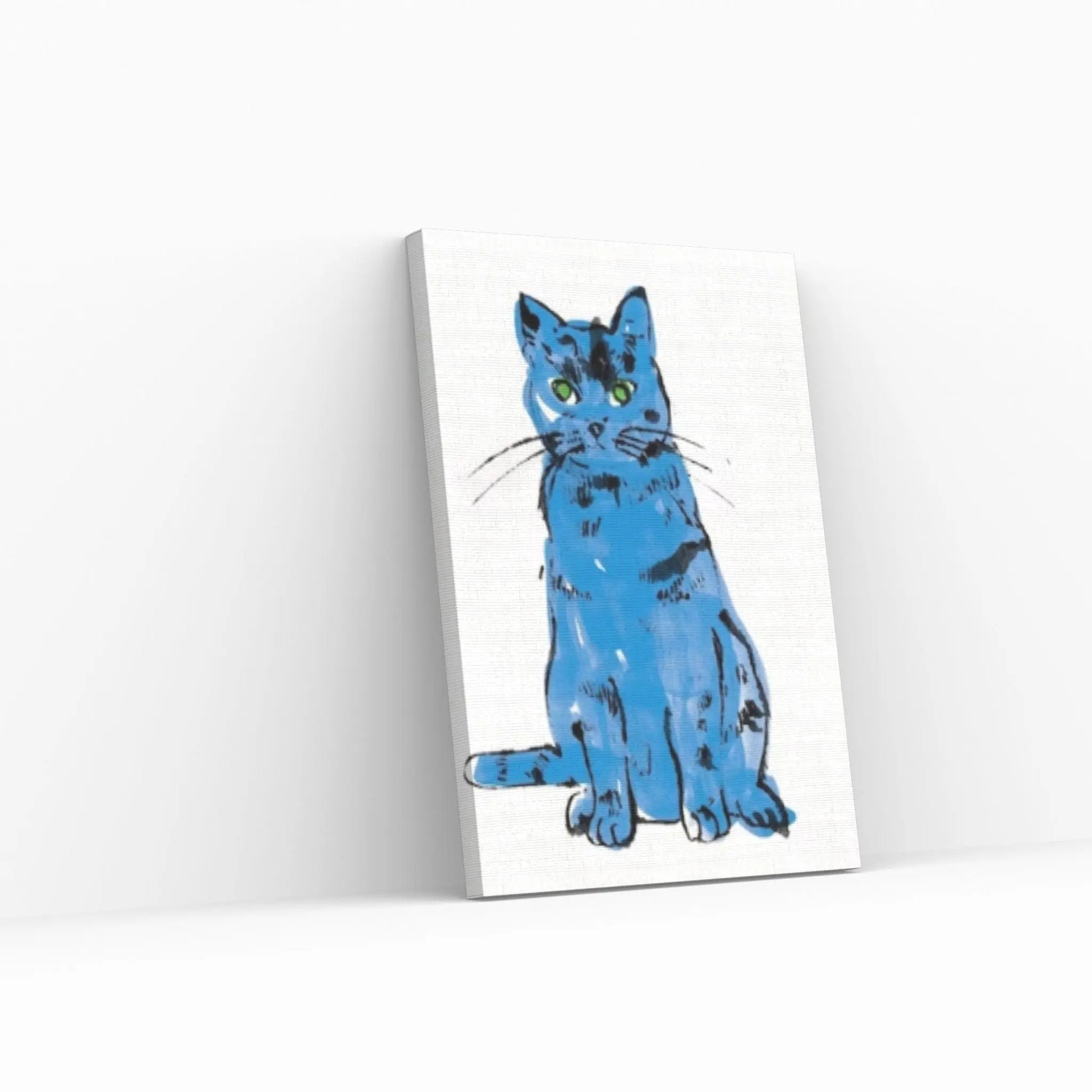 Andy Warhol Blue Cat Pop Art Canvas Wall Art Poster, Line Art wall Decor, Cat Sam poster - Y Canvas