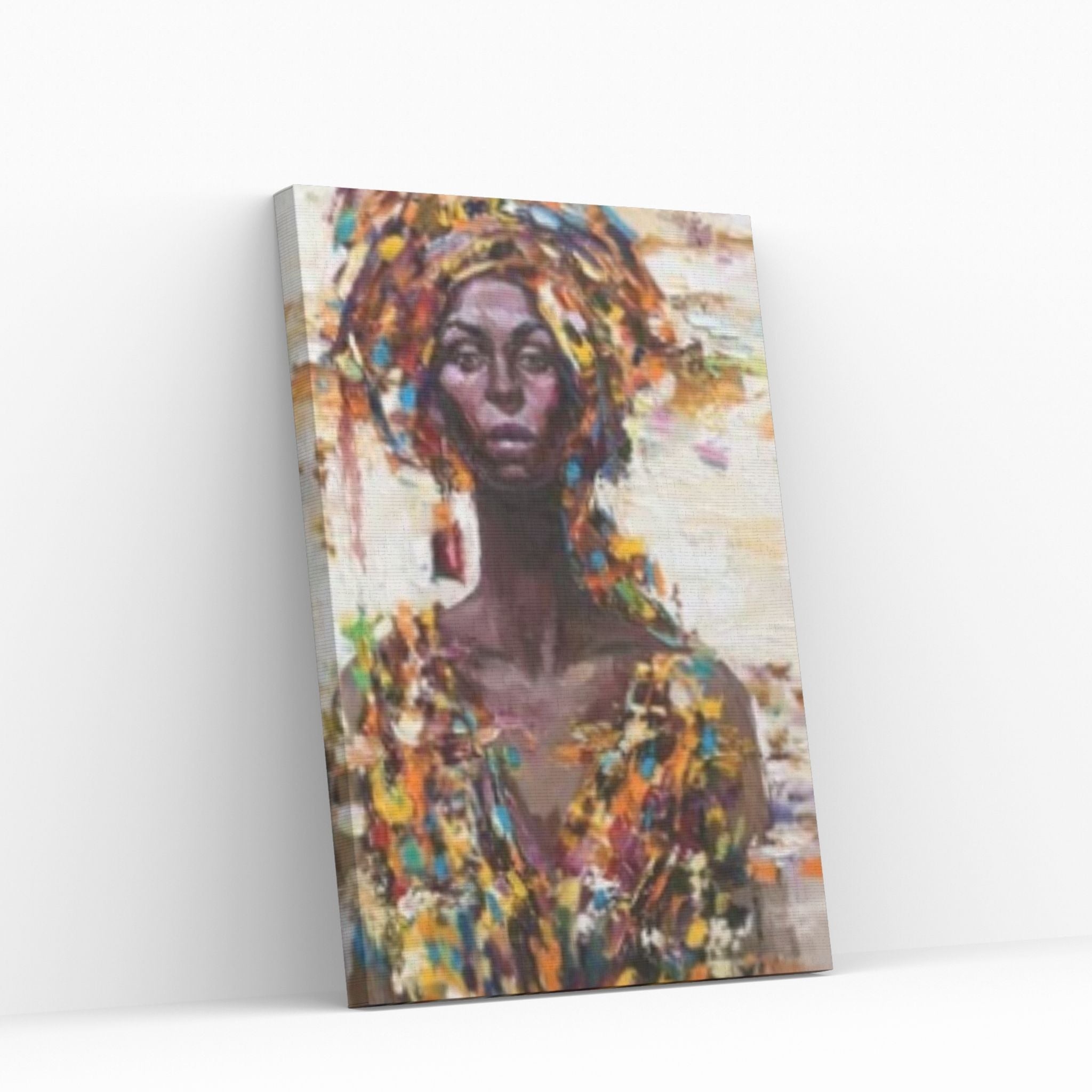 American Afro Black Woman Portrait, African Woman Makeup Wall Art - Y Canvas