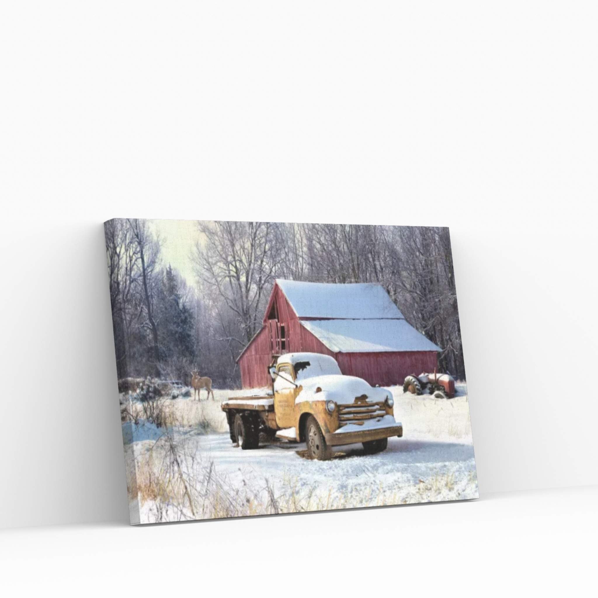 Winter Truck Canvas Wall Art - Y Canvas