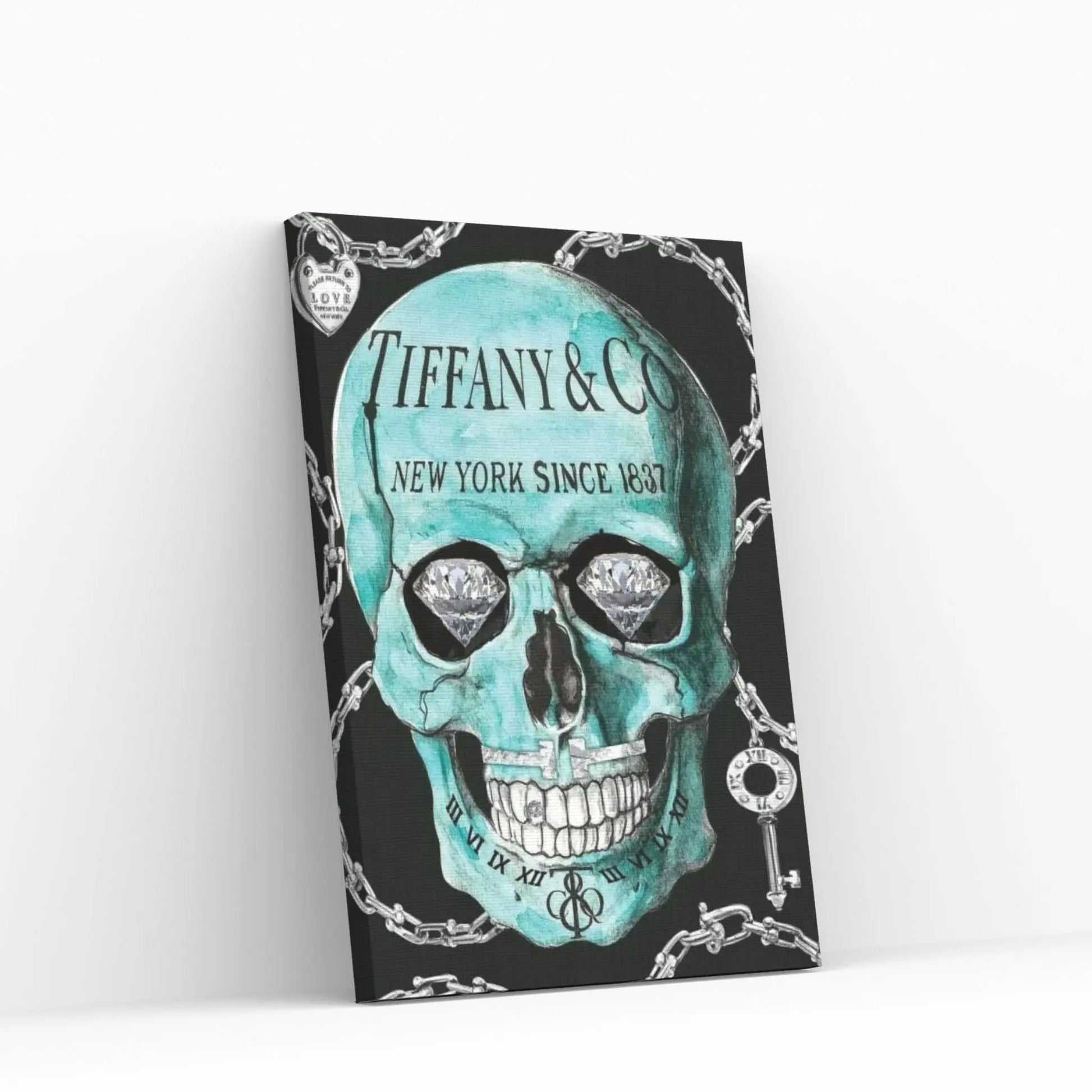 Tiffany Skull Canvas Wall Art - Y Canvas