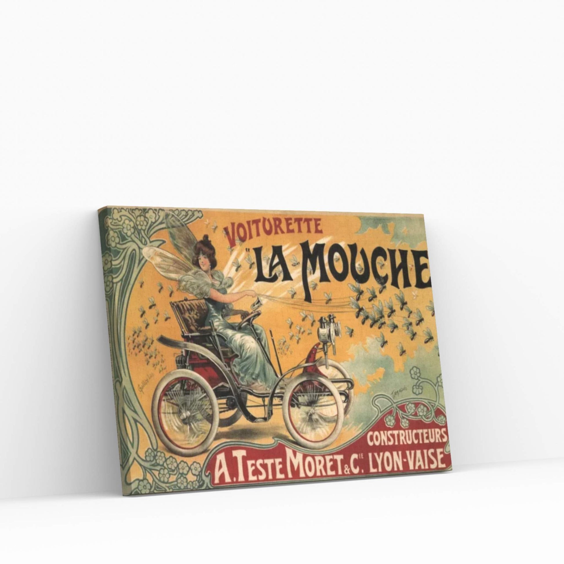 Voiturette La Mouche Advertising Vintage Poster Canvas Wall Art - Y Canvas