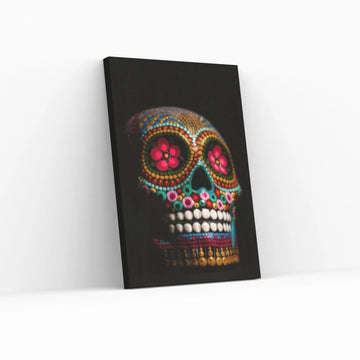 Flower Skull Canvas Print, Floral Skull Canvas Art Gothic Floral Sugar Skull Canvas Art, Boho Skull Canvas Wall Art Gift, - Y Canvas