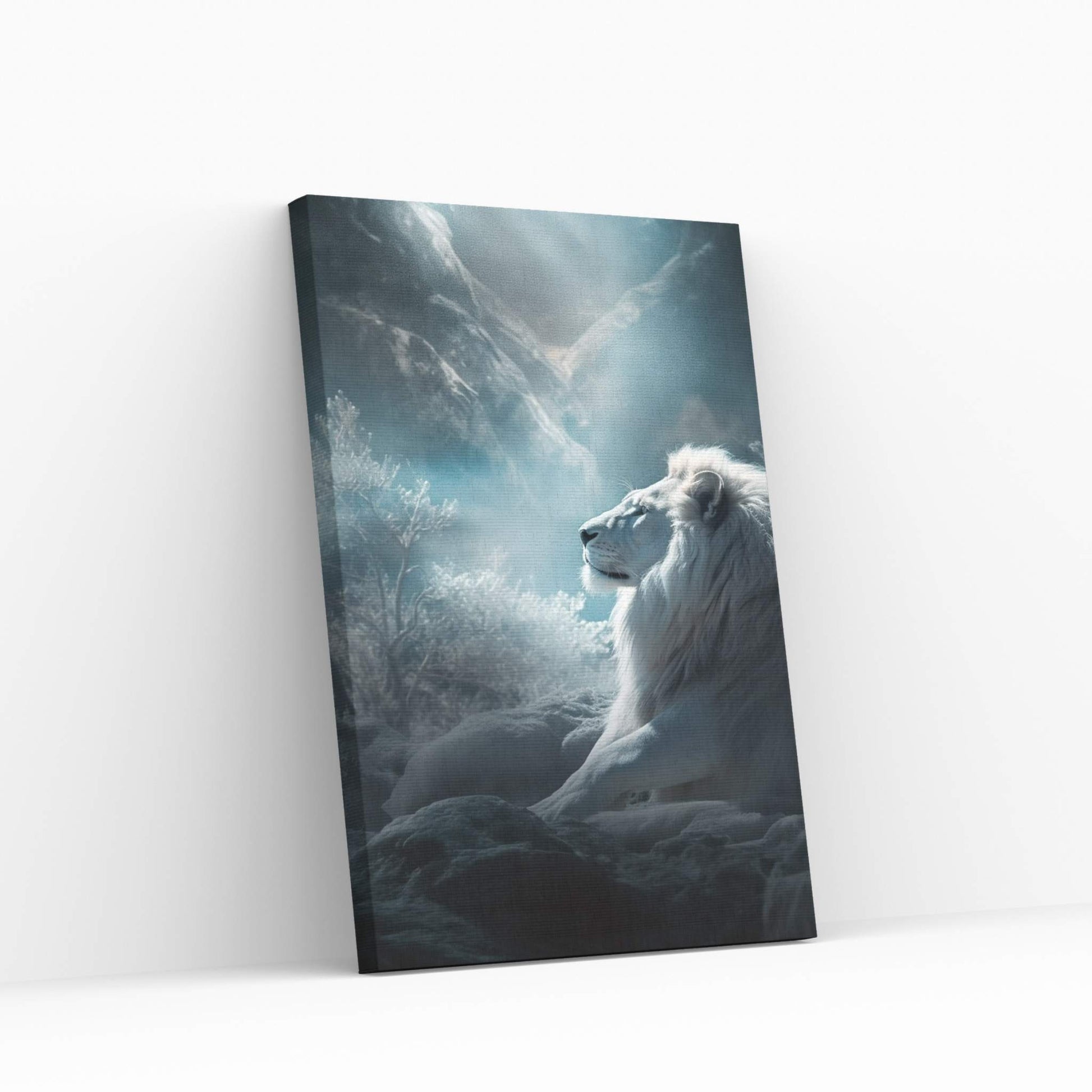 White Lion Canvas Wall Art , Animal Canvas Wall Art - Y Canvas