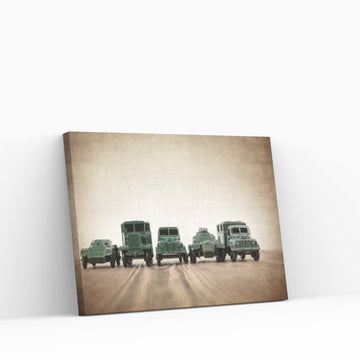 Army Truck Lineup Canvas Wall Art - Y Canvas