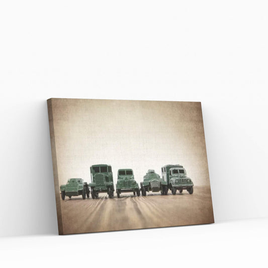 Army Truck Lineup Canvas Wall Art - Y Canvas