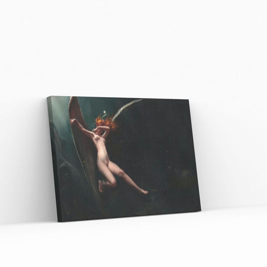 Large A Fairy Under Starry Skies -/ Floating Frame Option, Luis Ricardo Falero Print on Canvas Wall Art - Y Canvas