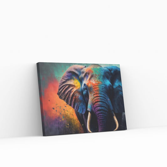 Abstract Animal Elephant Canvas Wall Art, Geometric Pop Art Portrait Illustration - Y Canvas