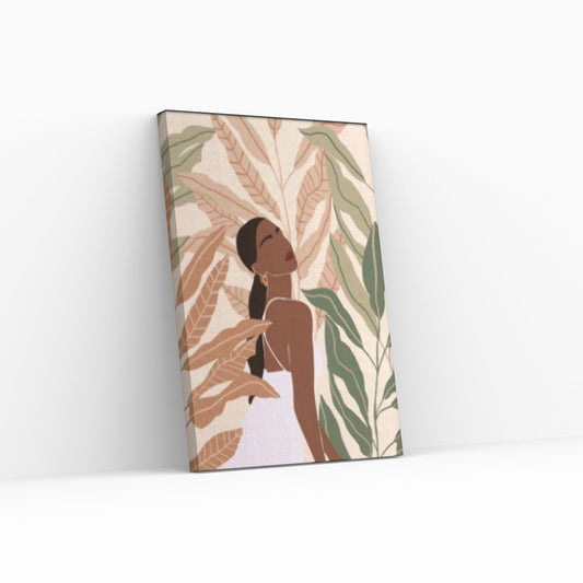 Beautiful Abstract Afro American woman in Fashion, African Art Wall Decor - Y Canvas