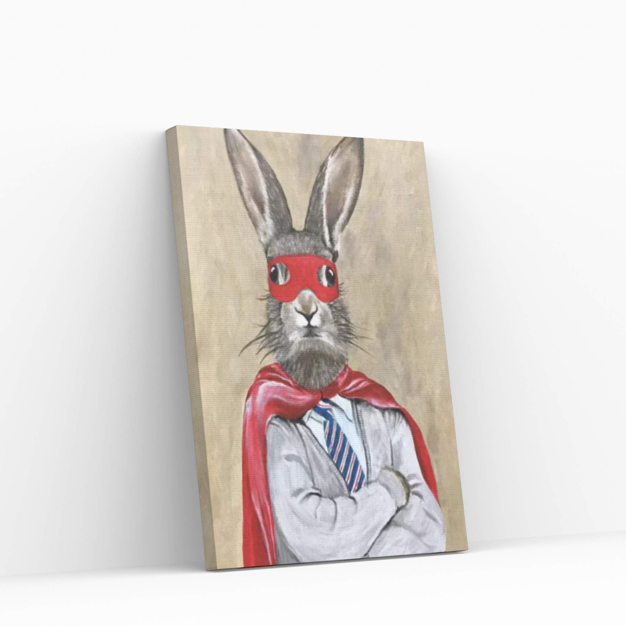 Rabbit Superman Canvas Wall Art - Y Canvas