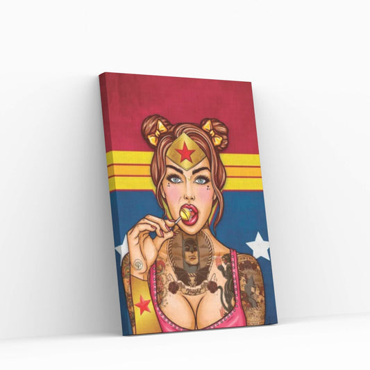 Wonder Woman Pinup Canvas Wall Art - Y Canvas